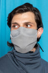 Close up fit of Daniele in the Mask 004 Light Grey