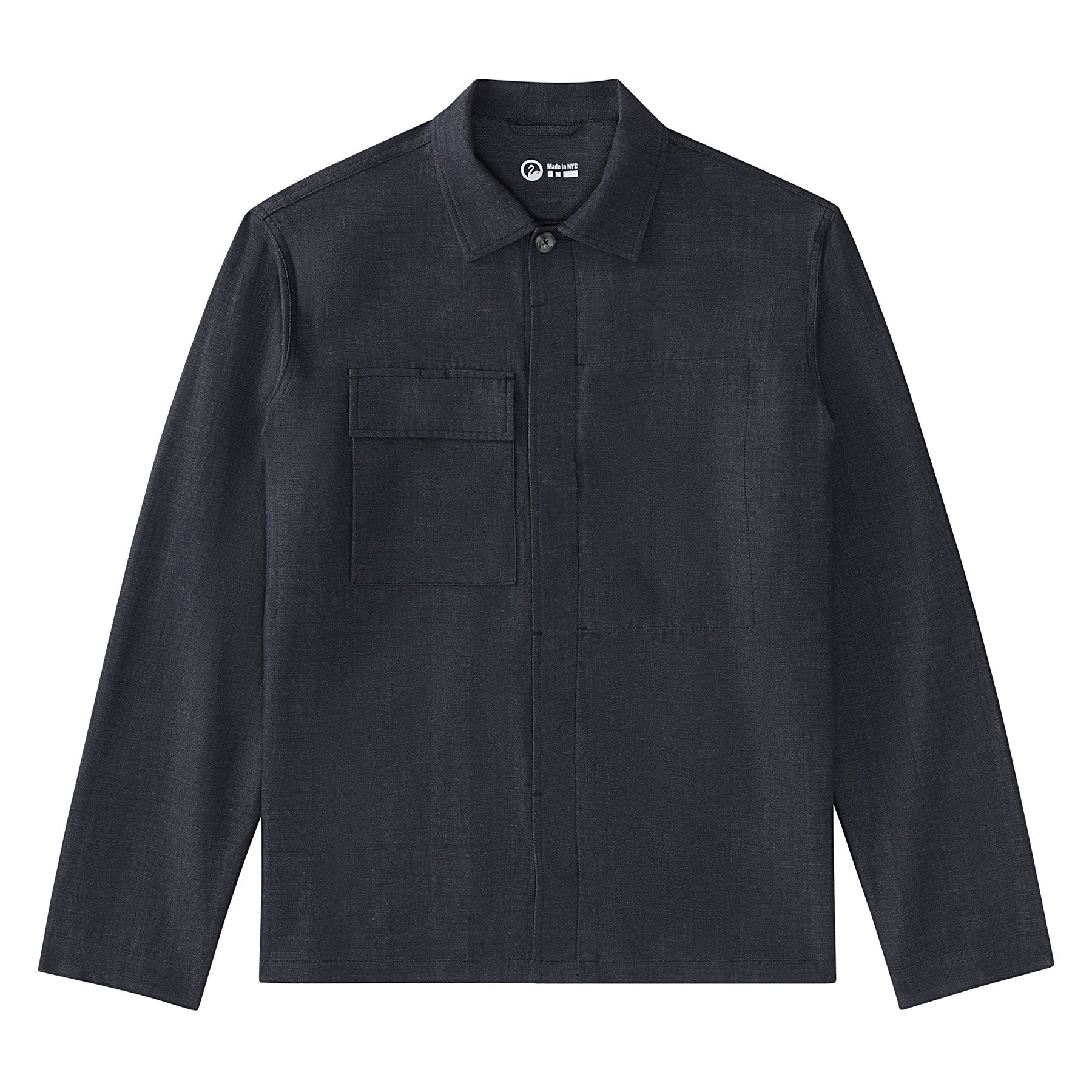 Full flat image of the Experiment 259 - Woollinen Hardshirt in Chambray Gray